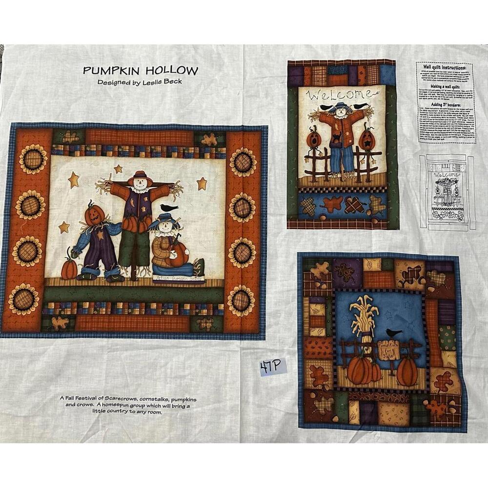 Pumpkin Hollow Quilting Fabric Panel by Leslie Beck